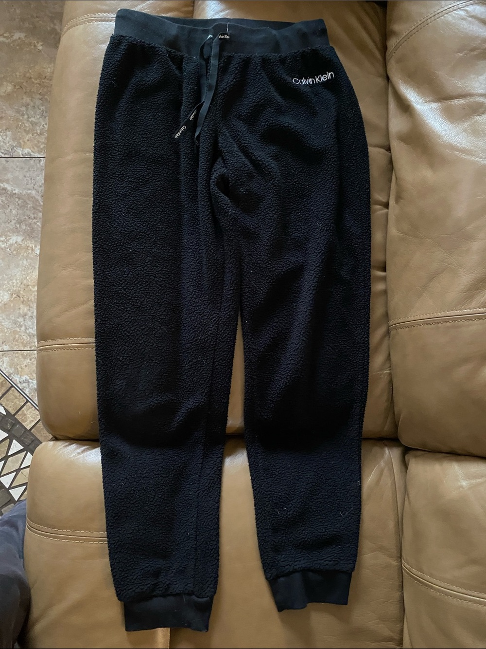 Calvin Klein Two-Piece Black Sherpa Fleece Loungewear Sweatsuit Set